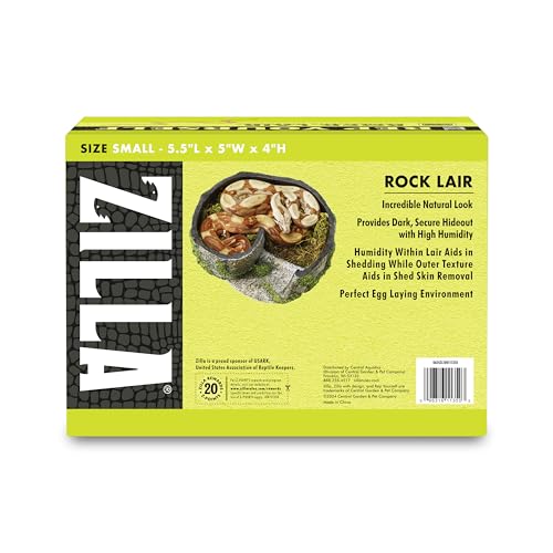 Zilla Rock Lair, Naturalistic Hide, Supports Shedding and Egg-Laying, Retains Humidity, Ideal for Snakes and Lizard, Small - size: Small