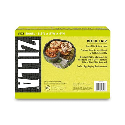 Zilla Rock Lair, Naturalistic Hide, Supports Shedding and Egg-Laying, Retains Humidity, Ideal for Snakes and Lizard, Small - size: Small