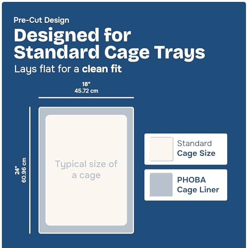 PHOBA Bamboo Charcoal Bird Cage Liners, 18''x24'', 100Sheets, Bamboo Charcoal Odor Control Papers, Super Absorbent Disposable Tray Mats for Parrots, Parakeets, Cockatiels.