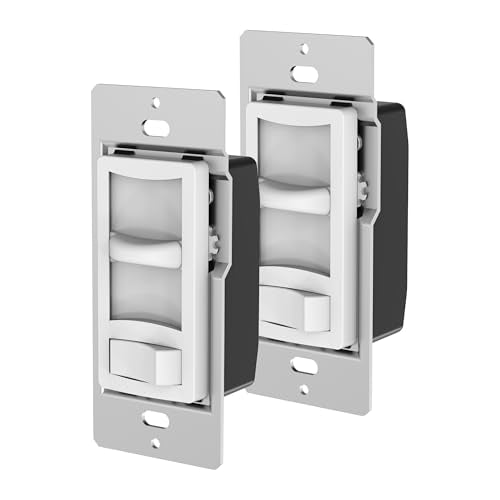 Feit Electric LED Slide Dimmer Switch, Single-Pole or 3-Way Wall Light Dimmer for Dimmable LED & CFL Bulbs, Includes Wall Plate and Wire Nut Installation, DIM/Slide/2, 2 Pack - style: SLIDE DIMMER