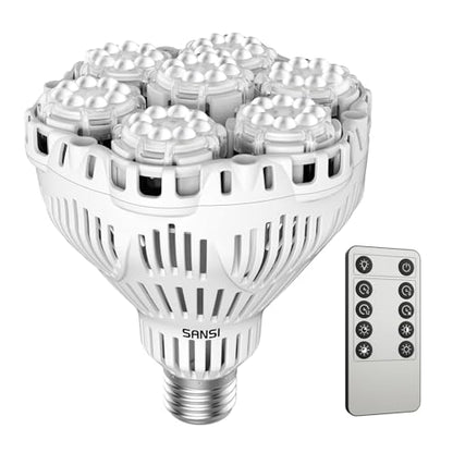 SANSI Dimmable Grow Light Bulb Full Spectrum, High PPFD 40W (600 Watt Equiv) with Remote, Auto On Off Timing 4 8 12 Hrs, Energy Saving Plant Light Bulb with E26 Base for Indoor Plants - size: PPFD 345
