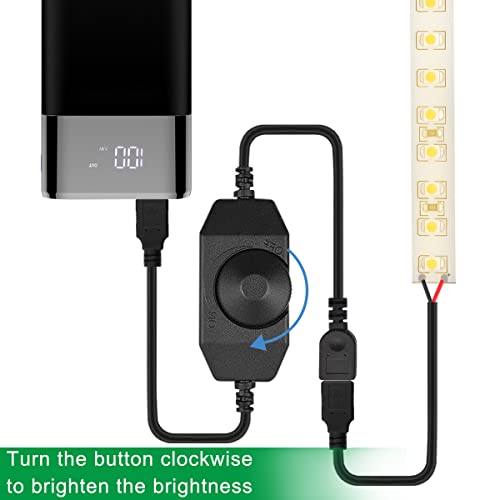 LED Strip Lights Dimmer Switch USB Female to Male Cable with Dimmable Rotary Switch Controller 5V LED Rope Light Switch Adjustable Switch, 2 PCS - color: with USB adapter