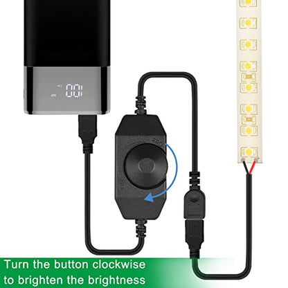 LED Strip Lights Dimmer Switch USB Female to Male Cable with Dimmable Rotary Switch Controller 5V LED Rope Light Switch Adjustable Switch, 2 PCS - color: with USB adapter