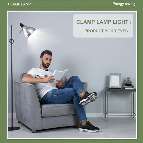 Macarrie 20 Pcs Adjustable Clamp Lamp Light with Aluminum Reflector Up to 150 Watt (No Bulb Included) E26 Socket SPT-2 18awg 6FT Cord(5.5 Inch) - size: 5.5 Inch