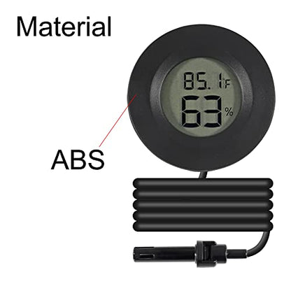 6 Pack Mini Hygrometer Thermometer Meter Digital LCD Monitor Indoor Room Round Humidity Temperature Gauge with Probe for Humidors Home Greenhouse Babyroom Reptile Incubator Monitor