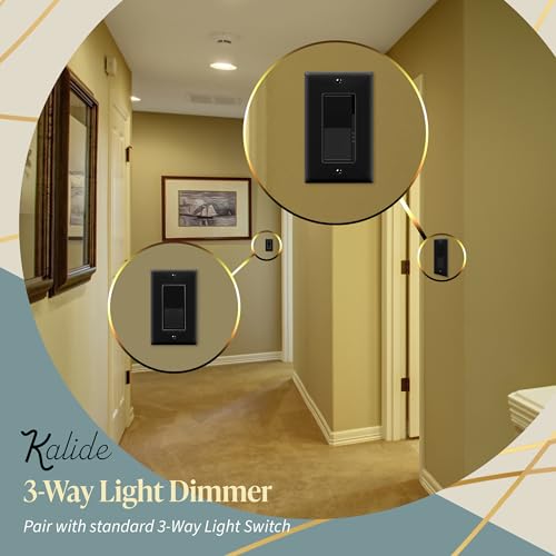 TOPGREENER Kalide Dimmer Light Switch, LED Dimmer Switch, Full Range Dimming, Single Pole/3-Way, 120VAC, 60Hz, 300W LED/CFL, Neutral Wire Not Required, Wall Plate Included, Black - color: black