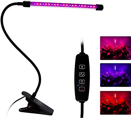 LED Grow Lights for Indoor Plants 20 LED, Plant Growing Lights Full Spectrum Auto ON Off with 3/9/12H Timer, 9 Dimmable Lightness Clip-On Desk Grow Lamp Bulb - color: Red+Blue, size: 1 Head