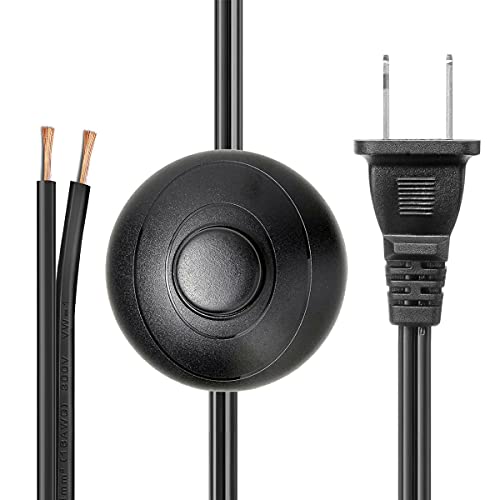 Foot Pedal Switch, [UL Listed ] Power Cord Plug w/Floor Foot Pedal Push Switch Inline Lamp Light On-Off Control, 3A 125VAC 6Ft 18AWG - color: Foot Switch+Cord,Black