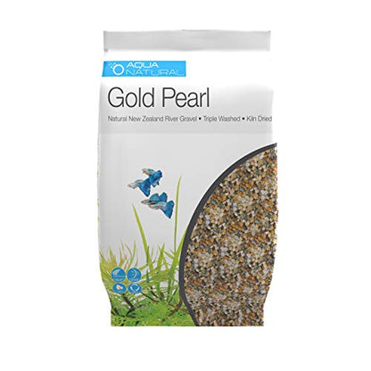 Aqua Natural Aquarium Substrate, Gold Pearl Gravel, 10lb | For Aquariums, For Terrariums, For Vivariums - size: 10lb