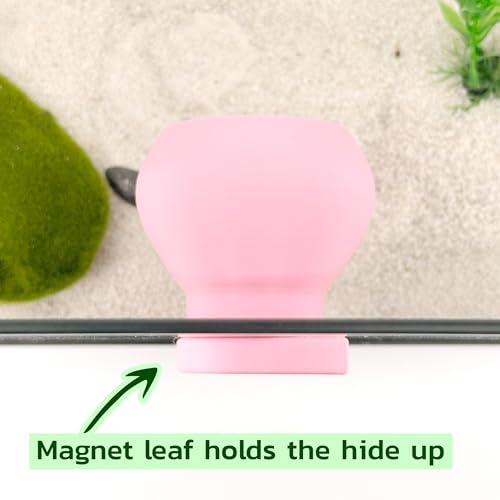 Magnetic Leaf Pod Hide, Glass-Mounted Shelter for Frogs & Reptiles (Black, Single) - color: Black, size: Single