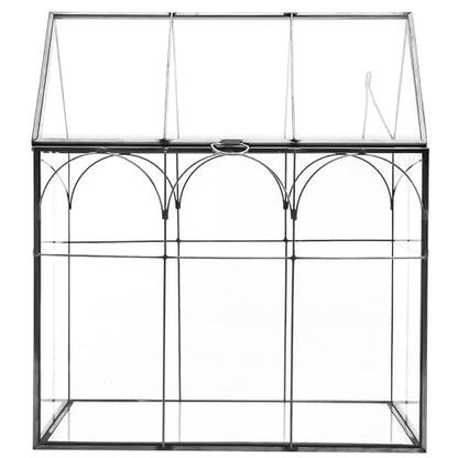 HighFree Geometric Plant Terrarium with Lid, House Succulent Terrarium Kit for Display, Air Plants, Succulents, Home Tabletop Miniature Terrarium, Not Airtight or Waterproof (Black) - color: Black