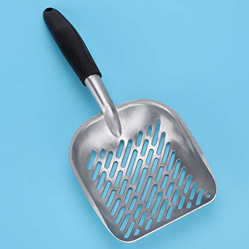 Fydun Cat Litter Shovel, Aluminum Alloy Pet Scoop Sifter Poop S Scoops Hollow Dog Puppy Waste Holder Holder Reptile Terrarium B Cleaning Tool (Black)