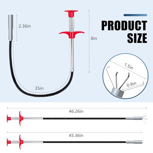 Flexible Grabber Claw (4 Claws), Drain Snake with Tweezers, Bendable Hose Grabber Reacher Tool, Retractable Drain Clog Remover Tool, Pickup Tool for Bath Tub, Toilet, Kitchen Sink & Sewer (35 inches) - color: 35 inches