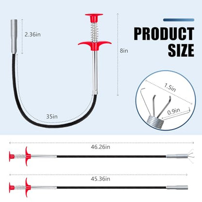 Flexible Grabber Claw (4 Claws), Drain Snake with Tweezers, Bendable Hose Grabber Reacher Tool, Retractable Drain Clog Remover Tool, Pickup Tool for Bath Tub, Toilet, Kitchen Sink & Sewer (35 inches) - color: 35 inches