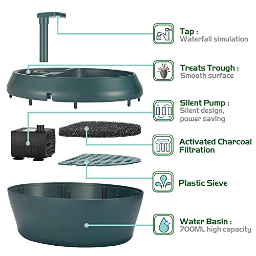 Reptile Chameleon Cantina with Snacks Trough, Drinking Fountain Water Dripper for Amphibians Insects Lizard Turtle Snake Spider Frog Gecko, Comes with Two Pumps (One for Replacement)