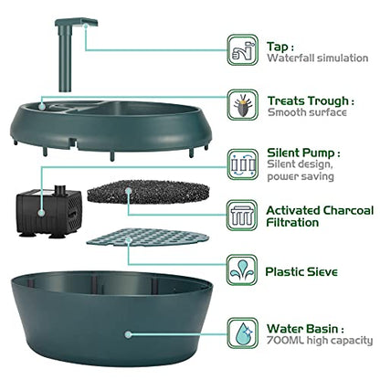Reptile Chameleon Cantina with Snacks Trough, Drinking Fountain Water Dripper for Amphibians Insects Lizard Turtle Snake Spider Frog Gecko, Comes with Two Pumps (One for Replacement)