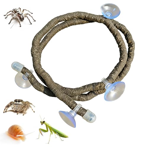 Reptile Vines - Artificial Bendable, Both Vertical and Horizontal Mounting, Crawler Climbing Rope, Dragon Tank Accessories | Reptile Climbing Vine for Terrariums Or Enclosures - color: Brown