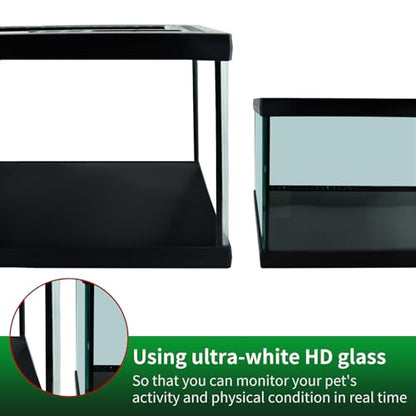 Reptile Glass Terrarium Tank 12"*8"*6",Small Cage Full View with Top Screen Ventilation Habitat Enclosure for Tarantula,Frog,Gecko,Insects,Spiders,Snakes,Hermit Crab,Turtle,Ball Python - size: 12*8*6inch