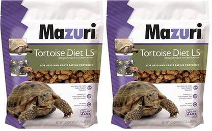 Mazuri Low Starch Tortoise Diet, for African Spurred/Sulcata, Desert, Egyptian, Galapagos, Gopher, Greek, Leopard, Pancake, Radiated or Yellow-Footed Tortoise, 12 oz (Pack of 2) - size: 12 Ounce (Pack of 2)