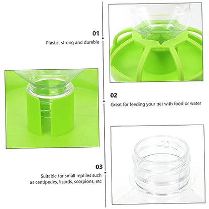 2-Pack Tortoise Feeding Bowls Fence Plastic Reptile Water and Food Feeders for Lizards Turtles and Crawling Pets