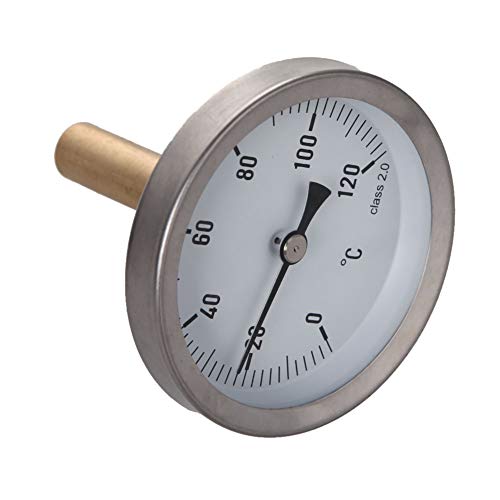Analog Thermometer 63mm Dial Horizontal ，Horizontal Aluminum Temperature Indicator 0-120°C