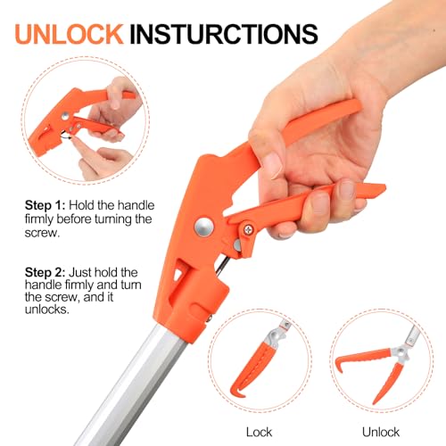 Kalkal Snake Grabber Tool, 60” Professional Aluminum Alloy Telescopic Rattle Snake Tongs, Reptile Grabber Snake Catcher Wide Jaw Handling Tool with Lock - size: 60 inch