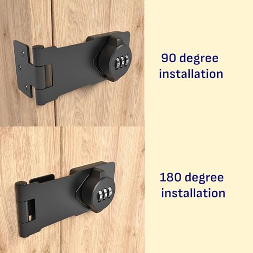 3-Digit Combination Lock, Black, Keyless, Zinc Alloy, Cabinet Door Latch, Easy DIY Installation, Wide Range of Uses - color: Black