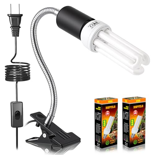 Bird Cage UVB Light Combo Kit, Avian Sun Lamp 2.4% UVB UVA 20W Compact Fluorescent Bulb for All Kinds Captive Birds, 2 Bulbs Included