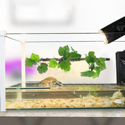 KALLORY 2pcs Reptile Terrarium Jungle Vines with Suction Cups, Bendable Plastic Climbing Branches for Snakes and Lizards, Low Maintenance Natural Habitat Decoration for Reptile Tanks