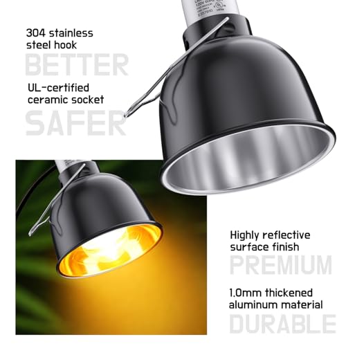 MRREPTILE Reptile Light Fixture – 5.5'' Deep Dome Lamp with Ceramic Socket – Dual Use for Heat Emitter & Basking Bulbs & UVB Bulbs – Ideal for Bearded Dragon, Snake, Chameleon, Turtle & Terrarium - style: 5.5'' Deep Dome