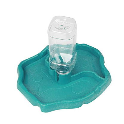 POPETPOP Reptile Water Dispenser-Reptile Waterer Automatic Refilling Water Dispenser Tortoise Lizard Turtle Feeding Water Bowl with Bottle(Blue)