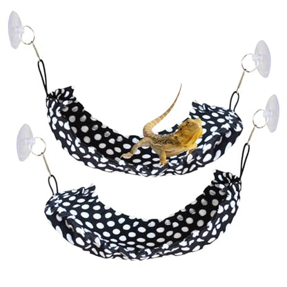 PINVNBY Crested Gecko Tank Hammock,Leopard Gecko Hammock Reptile Lounger with 2 Suction Cups Hooks Bearded Dragon Tank Accessories Lizards Soft Hanging Bed for Lizard Reptiles Gecko(2 Pcs)