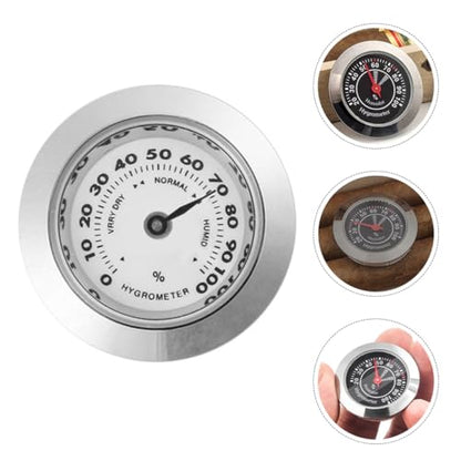 Hemoton 2-Pack Analog Cigar Humidor Hygrometer Round Mechanical Humidor Gauge Humidity Meter for Cigar Box Small Compact Accessory for Violin Case Home Use