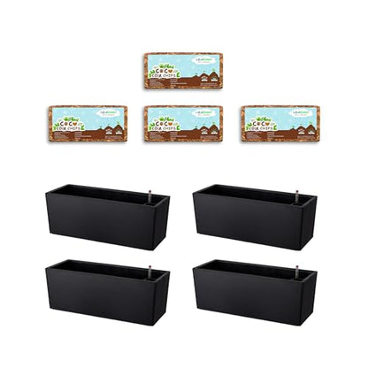 LaLaGreen Bundle- 4 Pack, 500g Coconut Coir Chips + 4 Pack,20 Inch Self Watering Plastic Planter with Bracket Hanging Window Box Flower Pot Outdoor Planting Soil Organic Compressed Seedling Fiber Husk