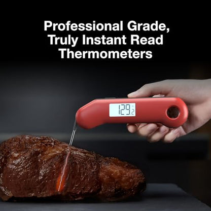 ThermoMaven ProfessionaI Meat Thermometer Digital, 3X Faster 0.5 Sec Instant Read, NIST Certified Accuracy ±0.5°F, 100% Waterproof Probe, Auto-Rotate Bright Indicator, for Candy/Grill/BBQ, Red & Gray - color: Red & Gray