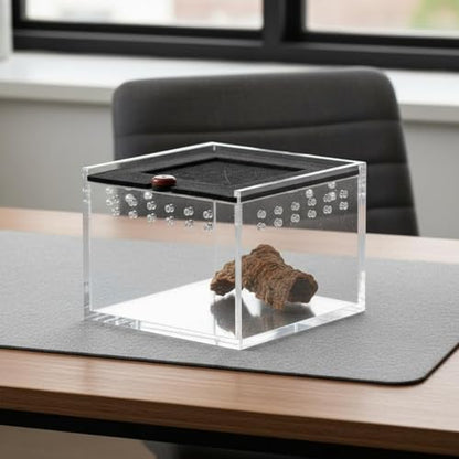 Acrylic Habitat Reptile Terrarium Animal Enclosure Feeding Box Stackable Design with Sliding Lid Suitable for Beginners Desktop Observation, Transparent - style: Transparent