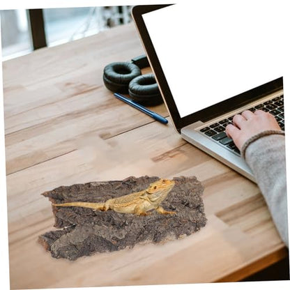 ORFOFE Natural Cork Bark Reptile Climbing Platform 4-Pack Terrarium Decor Reptile Hide for Snakes Lizards Small Pet Habitat Accessories