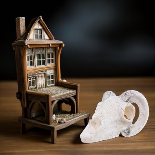 POPETPOP Reptile Skull Hideout Cave Resin Bull Skull Aquarium Decoration Large Fish Tank Habitat Hideout Terrarium Ornament for Snake Lizard Pets
