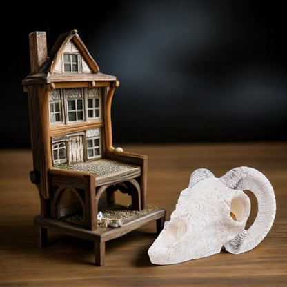 POPETPOP Reptile Skull Hideout Cave Resin Bull Skull Aquarium Decoration Large Fish Tank Habitat Hideout Terrarium Ornament for Snake Lizard Pets