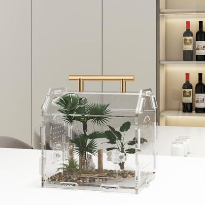 Jumping Spider Enclosure,Premium Acrylic Spider Enclosure - Ideal for Tarantulas, Reptiles, and Insects - Easy Assembly & Feeding - All-Round Transparent Terrarium