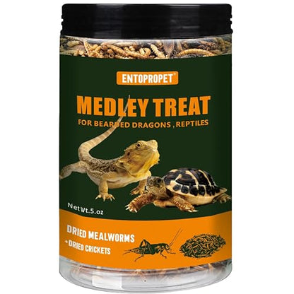 Dried Mealworms and Crickets - Higher in Calcium Bearded Dragon Food, 5 oz - size: 5 Ounce (Pack of 1)