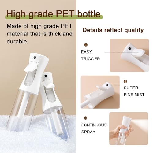 Fine Continously Mist Spray Bottle (10.1oz/300ml) for Body moisturizer Hair styling Cleaning Garden plant care etc.,Hair Mister Misting Continuous Mist Spray Bottle,2Pcs (Black+Black) - color: Black+Black