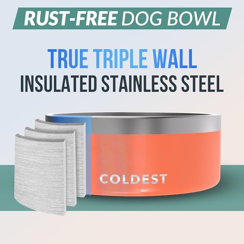 Coldest Dog Bowl - Anti Rust Metal, Non Slip, 3 Layers Insulated Stainless Steel Dog Bowls - Spill Proof & Heavy Duty - Water Bowl for Dogs, Cats & Pets, Dish Washer Safe (100 oz, Candy Red Glitter) - color: Candy Red Glitter, size: 100 oz
