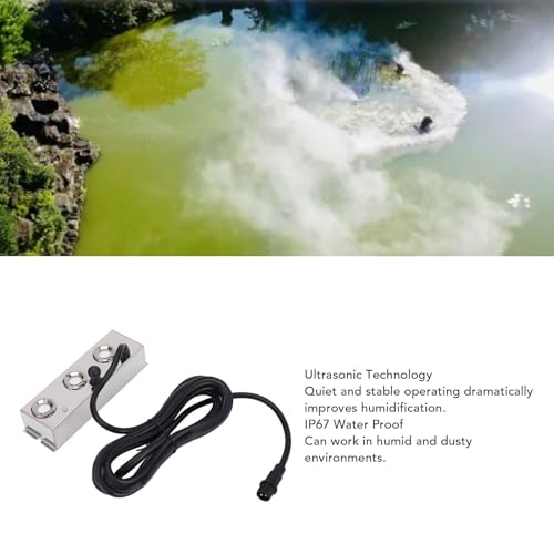 ciciglow Ultrasonic Fogger 3 Heads, IP67 Water Proof Ultrasonic Mist Maker 4.5L Per Hour, Ultrasonic Mister Humidifier with 3 Meters Cable, for Pond, Greenhouse, Rockery, Lawn Decoration