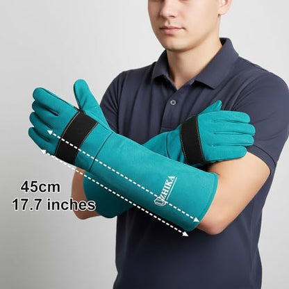 Animal Handling Glove Anti Scratch Protective Gloves for Training Dogs Cat Bird Snake Parrot Lizard Wild Animals Reptiles - Bite Resistant Gloves (Blue)