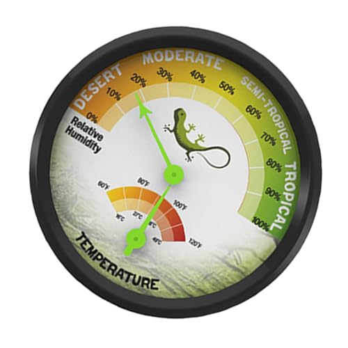 Reptile Hygrometer Thermometer Analog Mini Mechanical High-Precision Pointer Temperature and Humidity Gauge for Terrarium Gecko Tank Pet Supplies