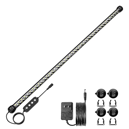 SEAOURA Led Aquarium Light with Timer, Submersible Aquarium Plant Light, Fish Tank Light with Auto On/Off, 3 Lighting Modes, Adjustable Brightness (26.8 in for 28-52inch Planted Tank), 14W - size: 26.8 in for 28-52inch tank
