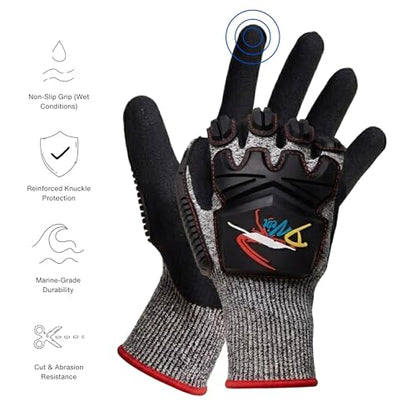 D Vein Lobster Diving Gloves, Cut & Puncture Resistant for Spearfishing - size: Small