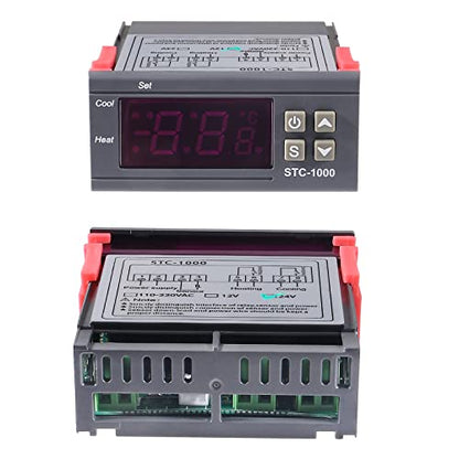 2pcs STC-1000 Digital Temperature Controller DC 12V 10A Digital LED Temperature Controller Thermostat Control Switch 2 Relay Output Cooling Heating and NTC Sensor Probe - style: 12V