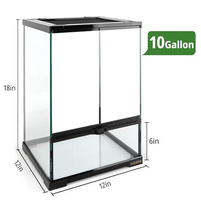11 Gallon Reptile Glass Tank Vertical Terrarium 12"x12"x18" Habitat Enclosure with Front Openning Door and Top Screen Ventilation for Geckos, Snakes,Tree Frogs,Chameleon - size: 12x12x18inch